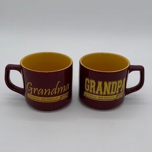 Grandma & Grandpa Central Michigan University Mugs Maroon & Yellow Ceramic Pair